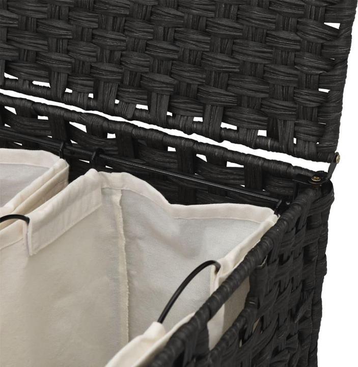 Produktbild VidaXL Wäschekorb mit Rollen Schwarz 66x35x60 cm Rattan,Farbe