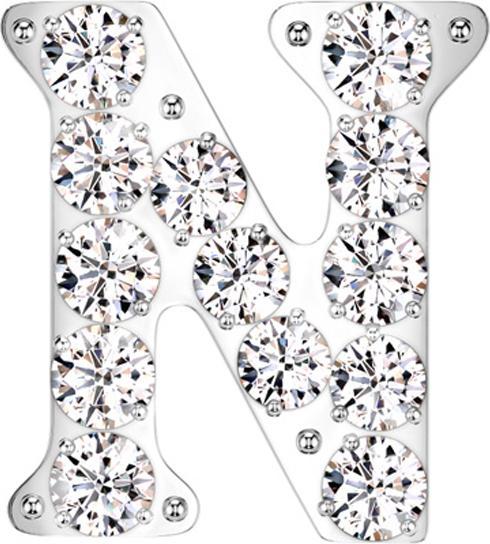 Star Piercing Threadless silber mit Kristallen silber Buchstabe N (ohne Messing, Titan G23)