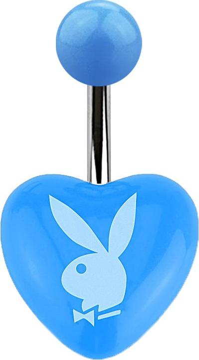 Image du produit Star Piercing Banane argentée avec coeur bleu clair et Playboy Bunny (Acrylique, Acier chirurgical 316L)