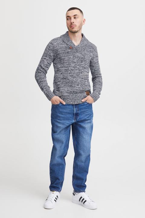 Actual product image Solid Phil Men's Jumper Chunky Knit Pullover With Shawl Collar Made Of 100% Cotton (S)