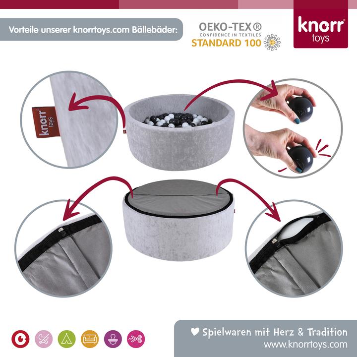 Immagine prodotto Knorrtoys Palla da biliardo morbida - "Grey" - 300 palle morbide blu/blu/trasparente