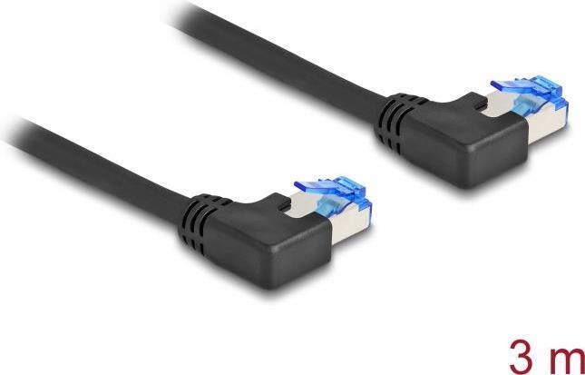Actual product image Delock RJ45 network cable Cat.6A S/FTP left angled 3 m black (S/FTP, CAT6a, 3 m)