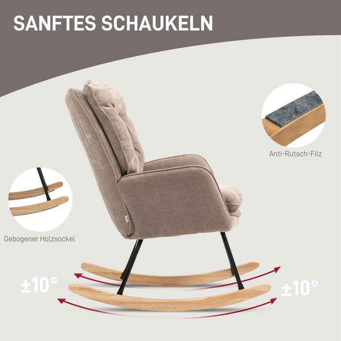 Produktbild Swisshandel24 Schaukelstuhl Armlehnsessel mit Chenilleoptik für Schlafzimmer, bis 12kg, braun