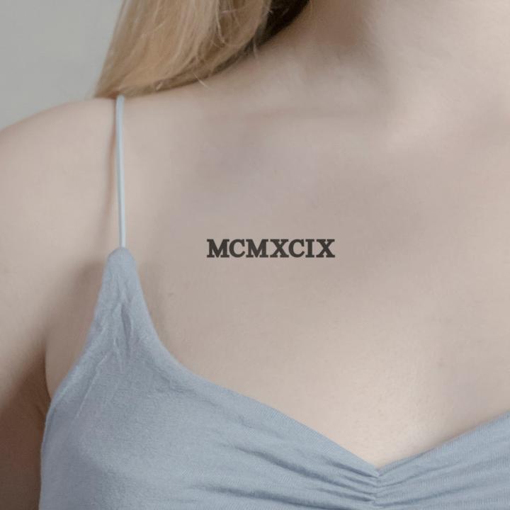 Produktbild minink Temporäres Tattoo – Römische Zahl MCMXCIX (1999)
