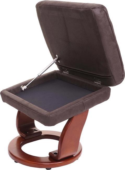 Immagine prodotto Swisshandel24 Poltrona MCA Relax, poltrona TV, poltrona TV sgabello, tessuto finto camoscio nero-marrone