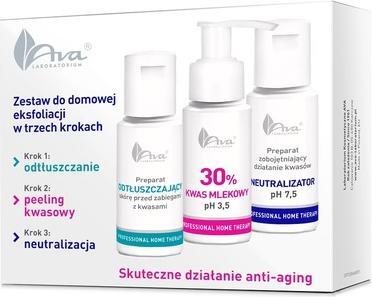 Immagine prodotto Ava Cosmetics PHT Zestaw do domowej eksfoliacji: preparat odtłuszczający 50ml + kwas mlekowy 30% 50ml + (Set per la cura del viso)