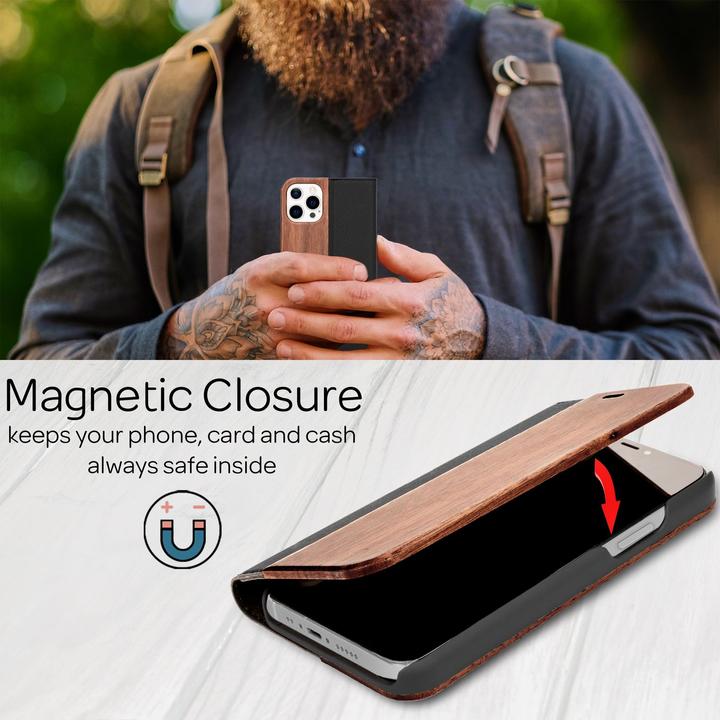 Actual product image Nalia Real wood flip case (Apple iPhone 13 Pro)