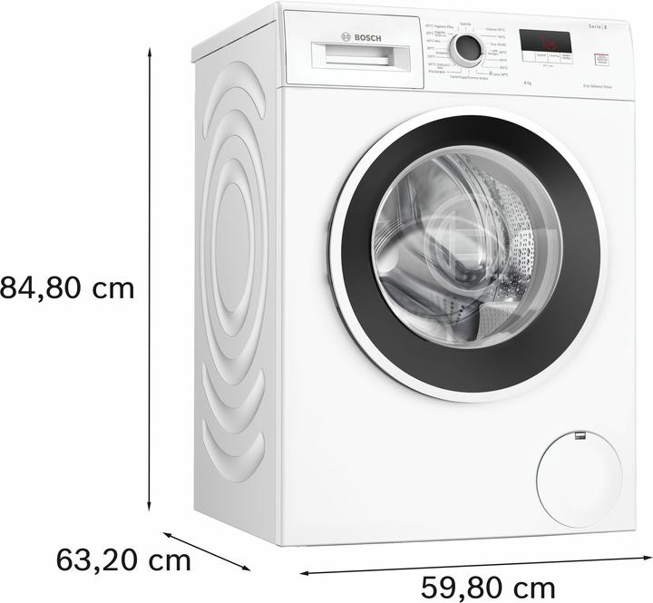 Immagine prodotto Bosch Hausgeräte Bosch WGE03200IT Serie 2 Lavatrice a carica (8 kg, A sinistra, Spina UE)