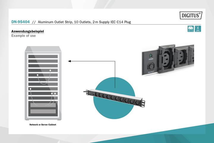 Actual product image Digitus DN-95404 socket strip 10x sockets IEC C13