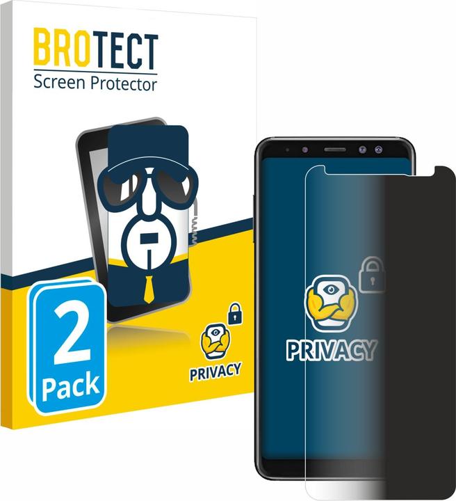 Productafbeelding BROTECT Anti-spionnetje privacyfolie Beschermfolie tegen blauw licht (2 Stuk, Samsung Galaxy A8 (2018))