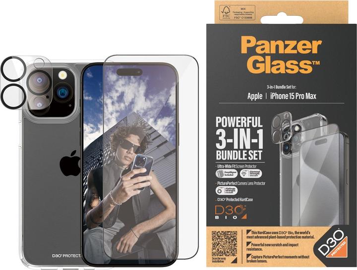 Actual product image PanzerGlass 3-in-1 pack (1 Piece, Apple iPhone 15 Pro Max)