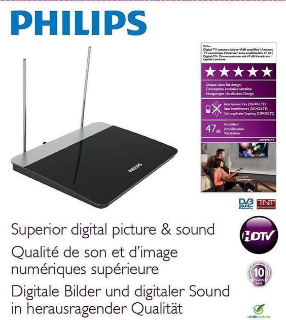 Actual product image Philips DVB-T indoor antenna SDV6227/12 (Indoor antenna, 47 dB, DVB-T / -T2, UKW / MW / LW)