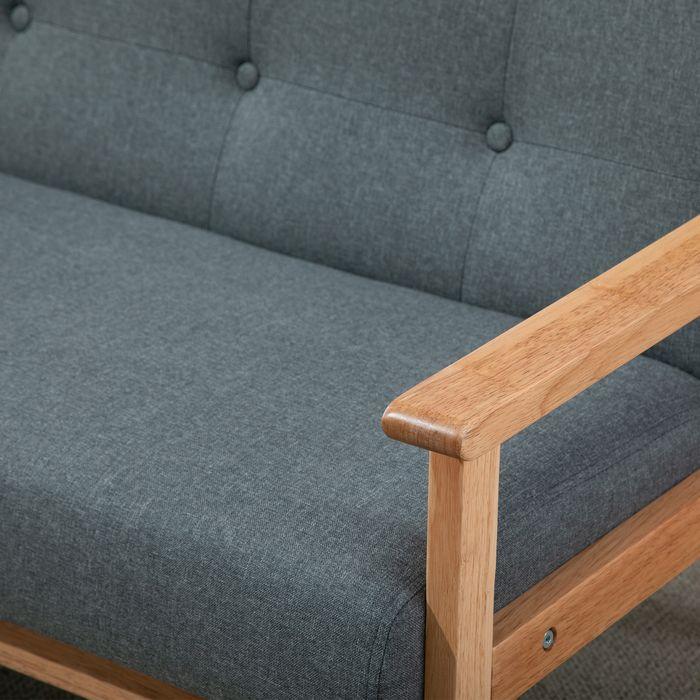 Produktbild Swisshandel24 Doppelsofa Polsterung Loveseat kompaktes Design Zweisitzer Stoffsofa 2 Sitzer Sofa Leinen Gummiholz (2-Sitzer)