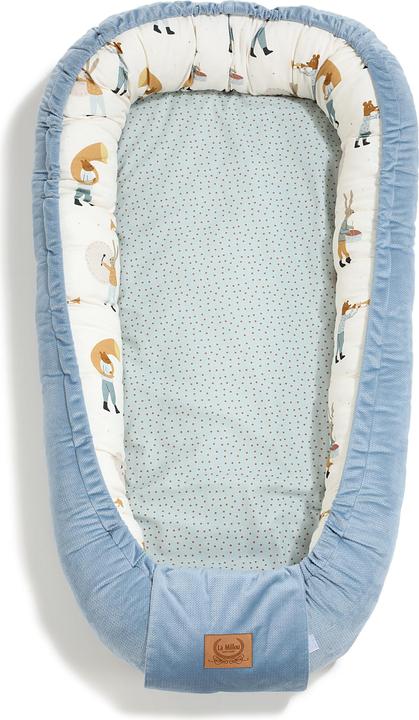 Immagine prodotto La Millou Nido per bebè |Velluto di cotone di prima qualità|Compreso il cuscino Sleepy Pig |Heart Beat Blue