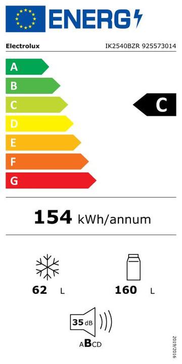 Energie-Label Electrolux Kühl-/Gefrierkombination Einbau Festtür NoFrost 176.9 cm C, IK2540BZR, 925573014 (223 l)