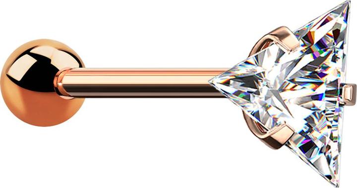 Produktbild Star Piercing Micro Barbell rosegold mit Kugel und Dreieckkristall (ohne Messing, Chirurgenstahl 316L)