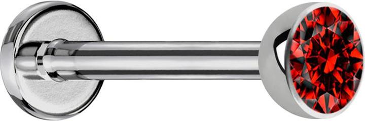 Actual product image Star Piercing Micro labret silver with hemisphere crystal red (Titanium G23, without brass)