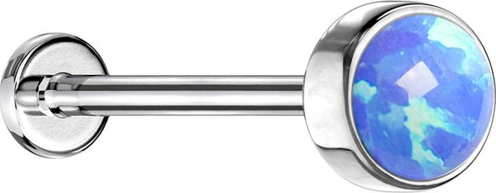 Immagine prodotto Star Piercing Micro Threadless Labret argento cilindro piatto con blu opale (Acciaio chirurgico 316L, senza ottone)