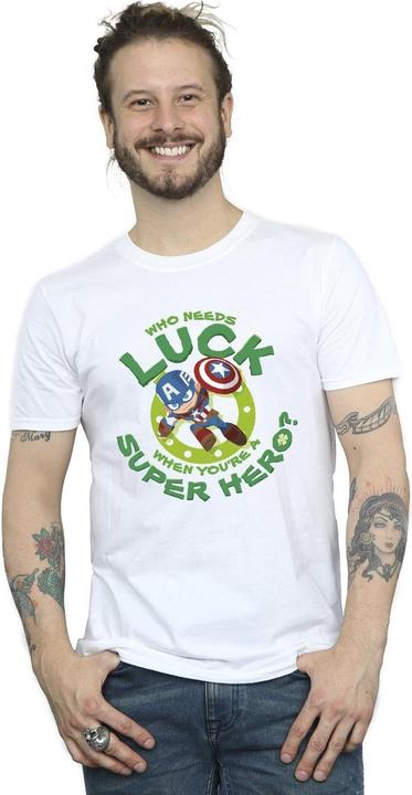 Actual product image Mens St Patrick's Day Captain America Luck T-Shirt (L)