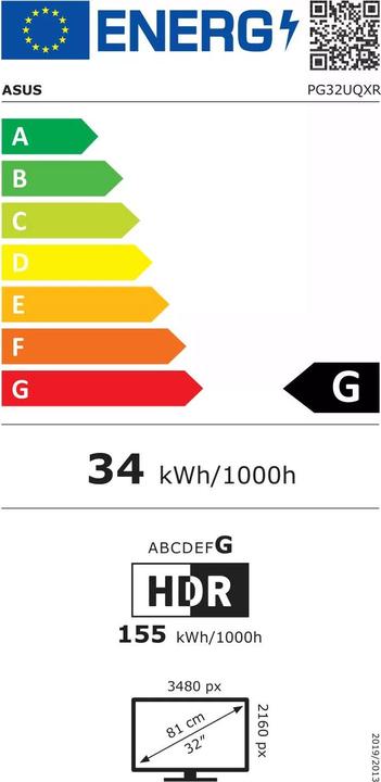 Energie-Label ASUS ROG Swift PG32UQXR (3840 x 2160 Pixel, 32")