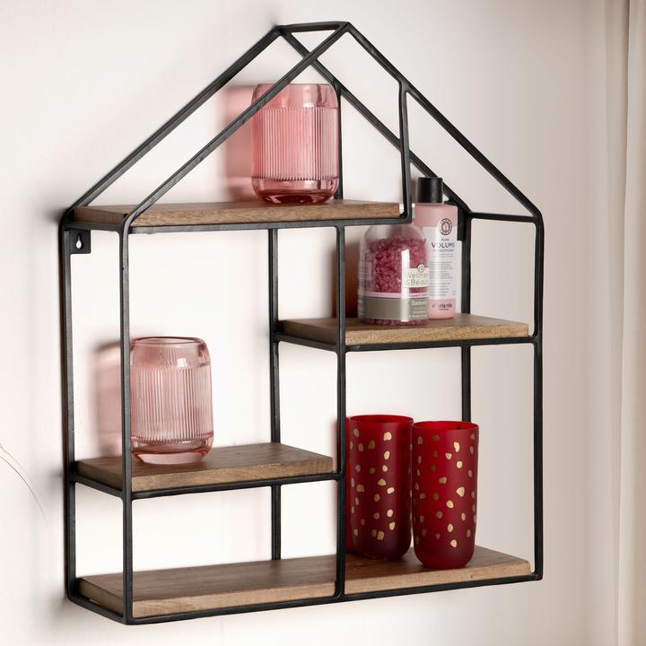 Image du produit FineBuy Étagère murale FB92219 Métal Noir (50 x 60 x 14 cm)