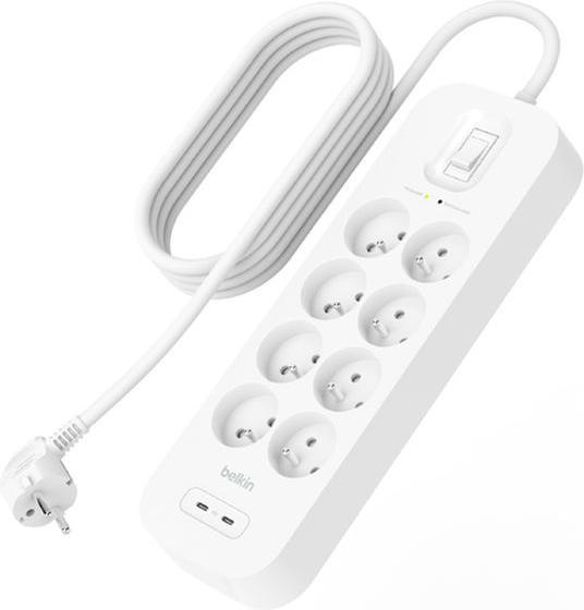 Belkin Surge Protection with USB C 8 Outlet Dual USB C 30w PD (8 x, CEE 7/5, 2 m)