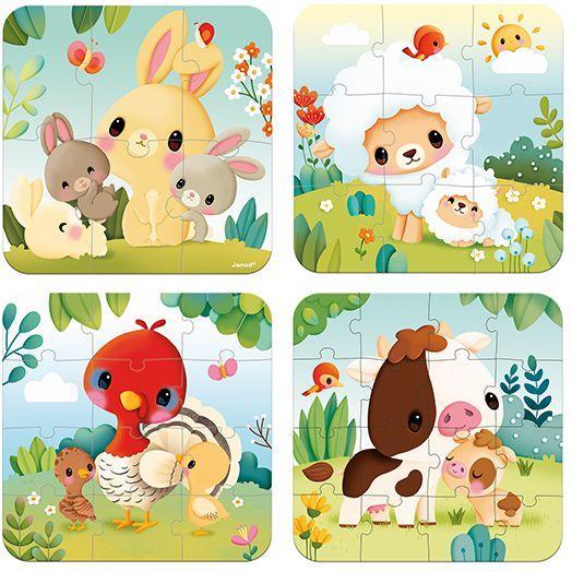 Image du produit Janod Puzzle Evolutifs Ferme Animaux (16 pièces)