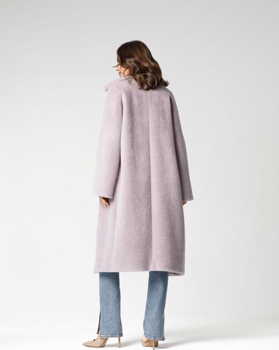 Actual product image Furnari Smooth eco-fur coat with turn-down collar in orchid-ice shade (42,44,46,50) (42, 44, 46)