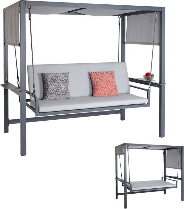 Actual product image Mendler Aluminium Hollywood Swing HWC-L47, reclining function, 195x221x131cm upholstery grey