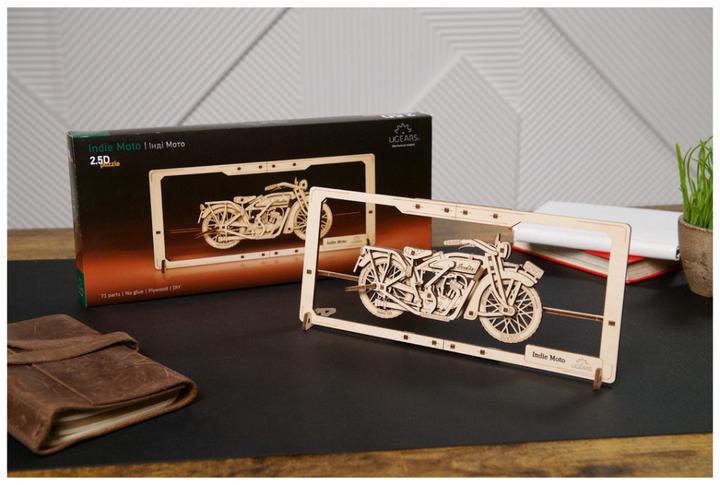 Actual product image Ugears 70194 Indie Moto 2.5D Puzzle - Indie Moto 2.5D Puzzle