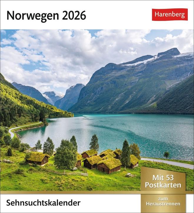 Image du produit Harenberg Norwegen Sehnsuchtskalender 2026 - Wochenkalender mit 53 Postkarten (Allemand)