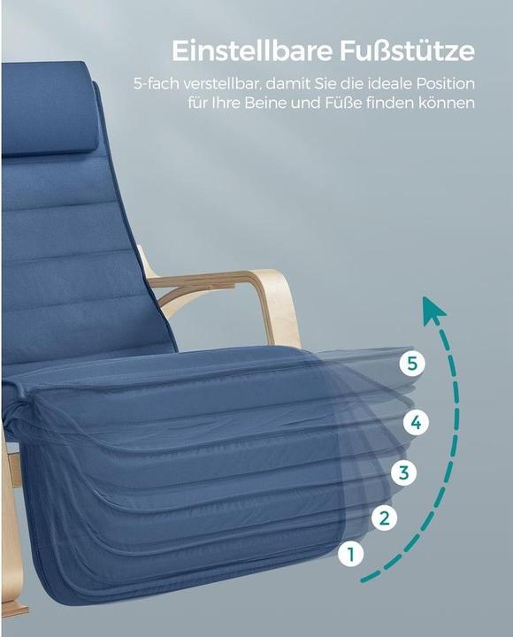 Produktbild Songmics Schaukelstuhl blau braun Stoff