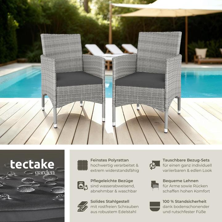 Immagine prodotto tectake 2 Sedie da giardino in rattan + 4 rivestimenti di ricambio