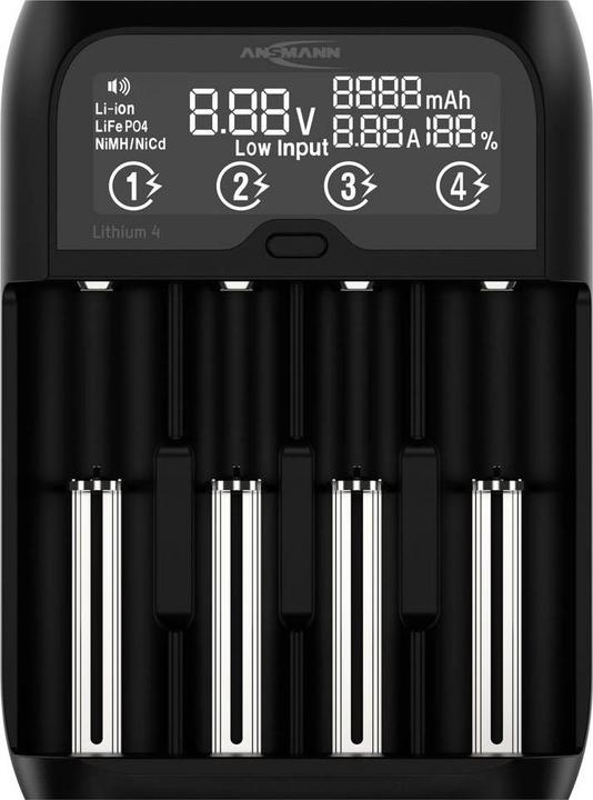 Image du produit Ansmann Lithium 4 Universalladegerät mit 2x 18650 Akkuzellen (2600mAh) Ladegerät (2 pcs, 18650, 2600 mAh, Piles rechargeables + chargeur)
