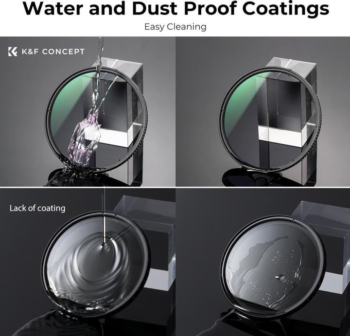 Image du produit K&F Concept Filtre CPL 58MM Super Slim Circular Polarizing Filter with 28 Layer Green Coated, HD, Waterproof, An (58 mm, Filtre polarisant)
