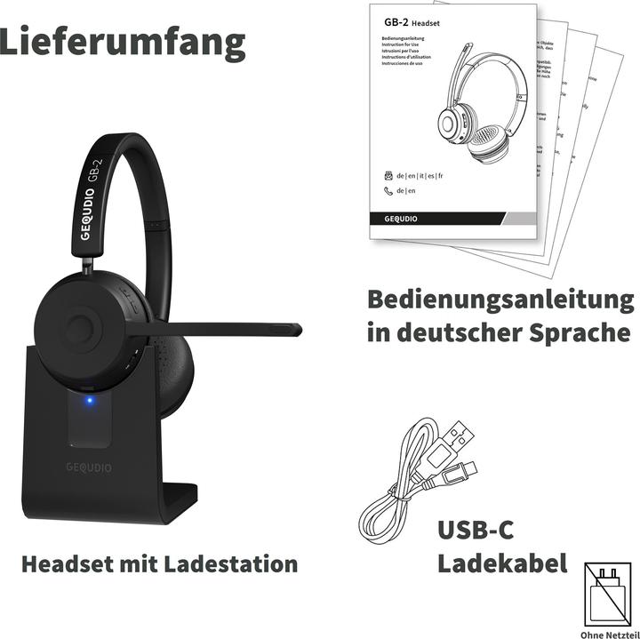 Immagine prodotto Gequdio Bluetooth Headset GB-2 mit Ladestation (Senza fili)