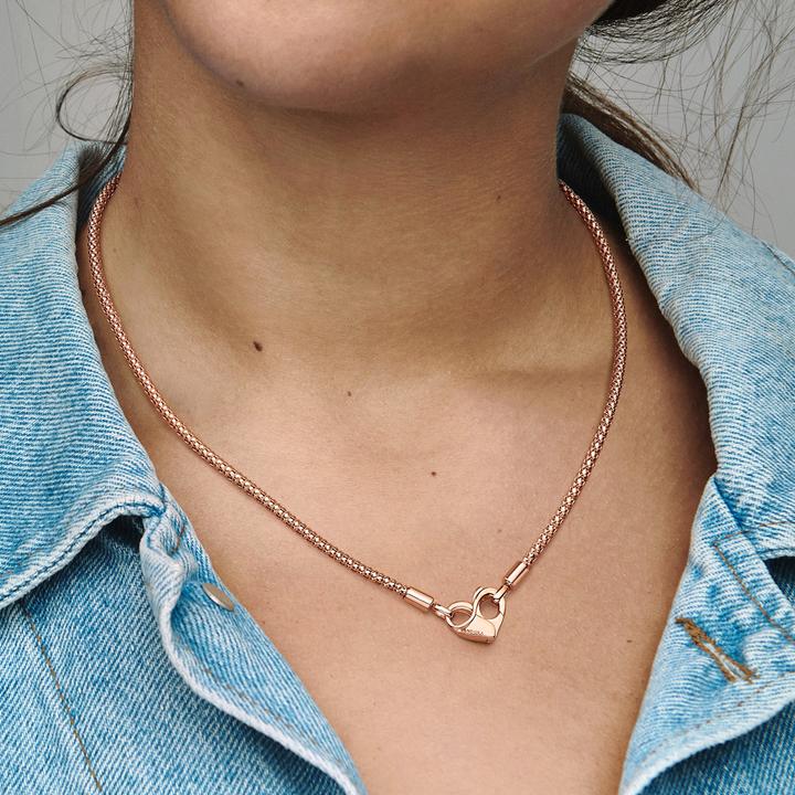 Actual product image Pandora Moments Link Necklace with Rivets (Metal, rose gold-plated, 45 cm)
