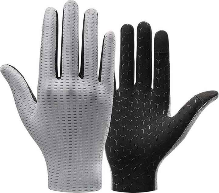 Actual product image Rockbros Breathable Full Finger Cycling Gloves, Size: L - Gray (L)