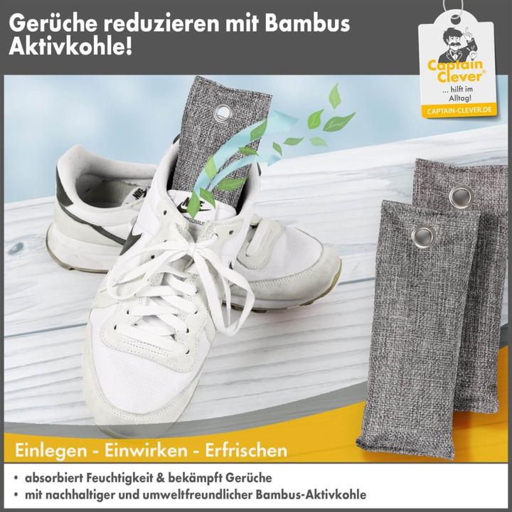 Captain Clever Schuh-Geruchsabsorbierer mit Bambus-Aktivkohle, 2er Set (2 x)