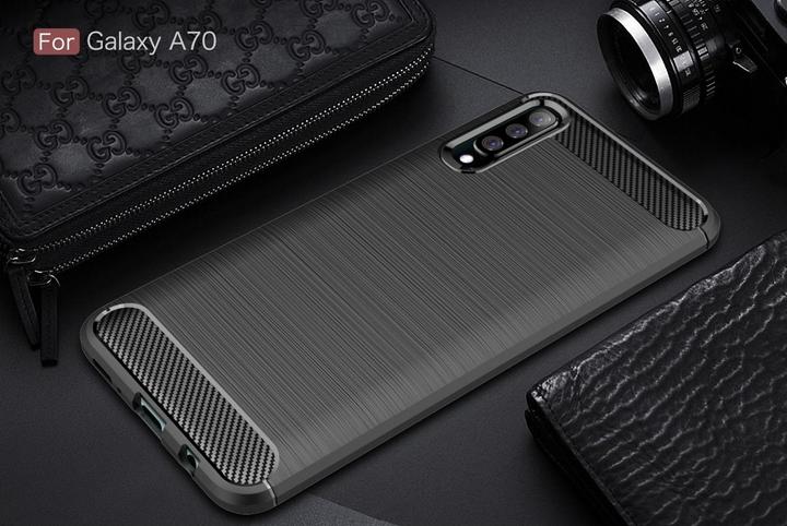 Actual product image Screenguard Samsung Galaxy A70 Cover Carbon Brushed Soft TPU (Samsung Galaxy A70)