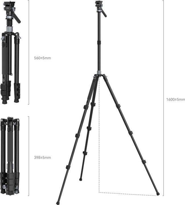 Produktbild SmallRig Travel Video Tripod Kit (Metall, Kunststoff, Carbon)