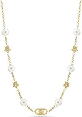 Liu Jo Gold Plated Necklace With Crystals And Imitation Pearls Fashion Lj2636