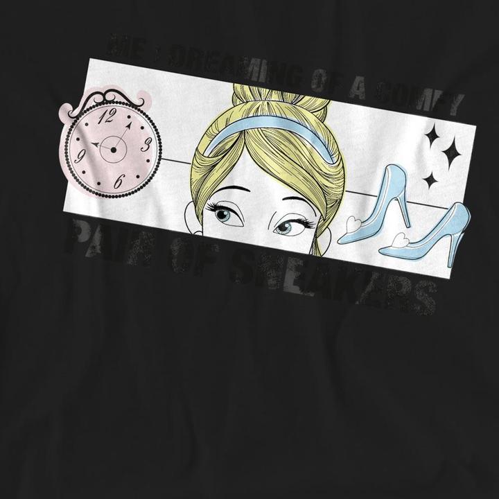 Actual product image Cinderella Unisex Adult Dreaming Of Comfy Sneakers T-Shirt (L)