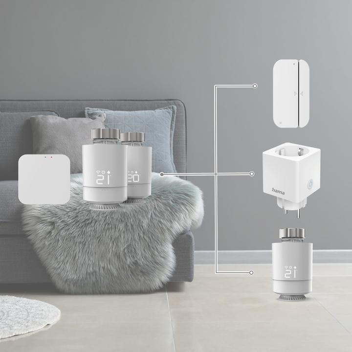 Actual product image Hama Smart WLAN heating control, 2x smart radiator thermostat + control centre