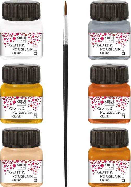 Actual product image Kreul Glass & Porcelain (Metallic silver, Metallic Gold, Metallic copper, Metallic mother-of-pearl white, 120 ml)