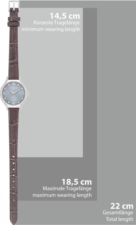 Actual product image Trilani Ladies Quartz Watch Real Leather Grey - 30496 (Analogue wristwatch, 26 mm)