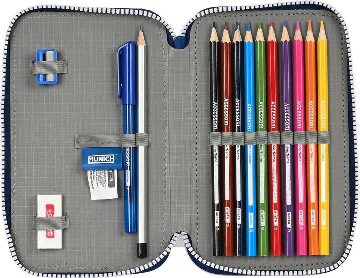 Actual product image MunichSport Pencil case with accessories Munich College Grey 12.5 x 19.5 x 4 cm (28 pieces)