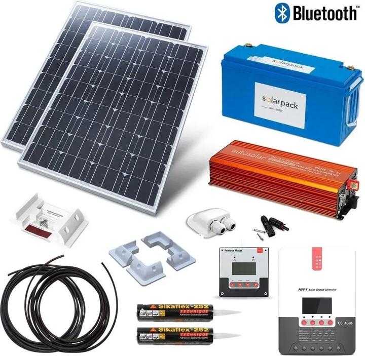 Autosolar Sistema solare 670W con batteria al litio 200Ah e inverter 2000W Camper / Camper (670 W)