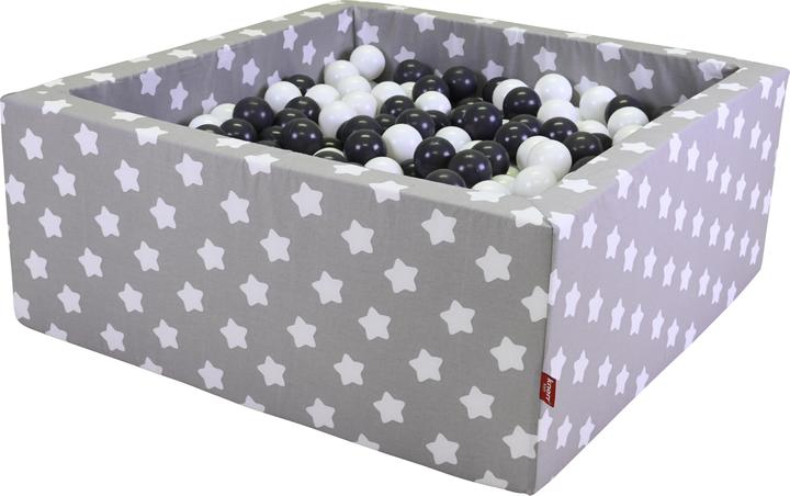 Actual product image Knorrtoys Ball pool soft square - "Grey white stars" - 100 balls grey/cream