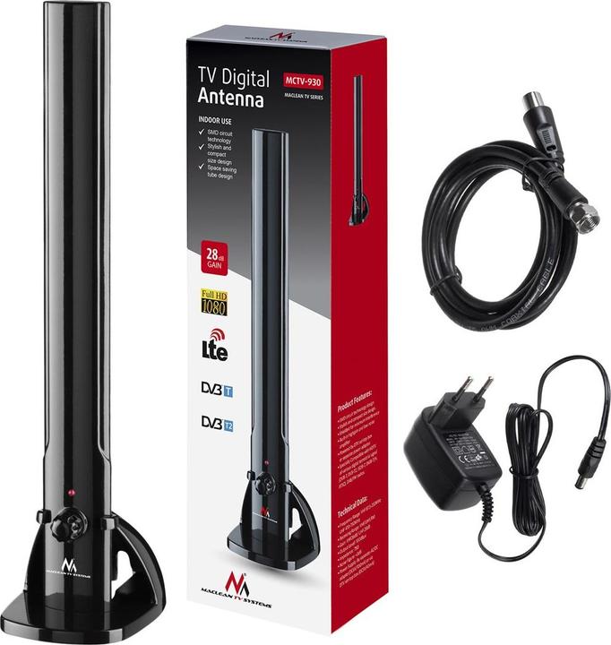 Immagine prodotto Maclean MCTV-930 TV-Antenne Indoor (Antenna interna, 26 dB, DVB-T / -T2)